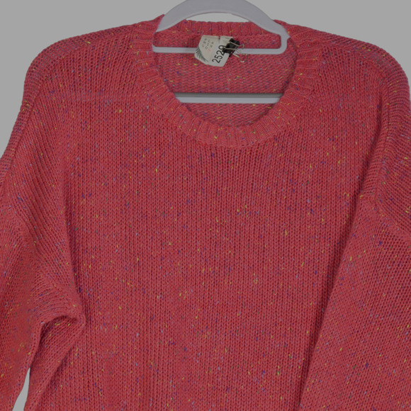 Flamingo Rose Pink Sweater Womens Medium Wool Blend Lightweight Knit Crewneck - Picture 3 of 9